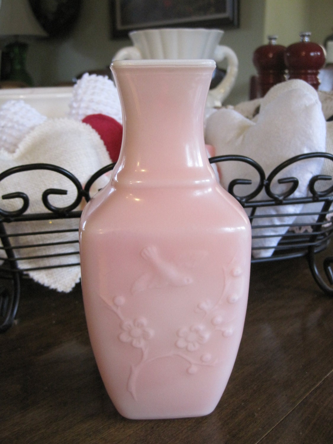 Avon Pink Milk Glass Vase