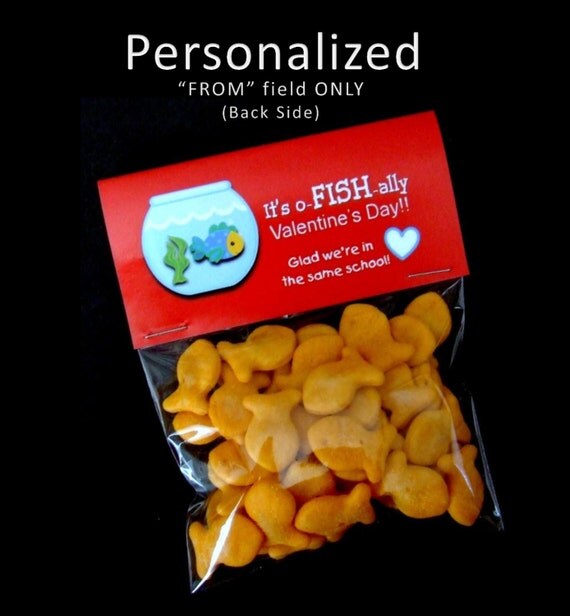 Printable- Personalized - Valentine Treat Bag Toppers - o - FISH - al Valentine's Day - Fish Il_570xn
