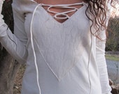 Bhakti Hooded Top - Lace up  Pullover -  Boho Gypsy Top