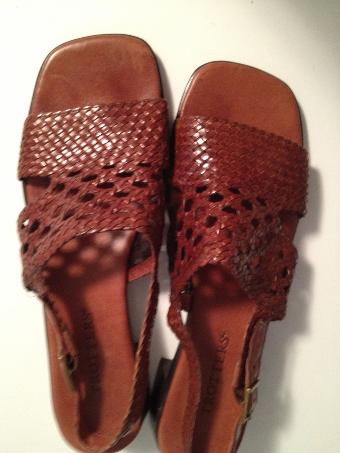 Chocolate Brown Leather Sandals Weave Woven by TheFlyingBlueMonkey