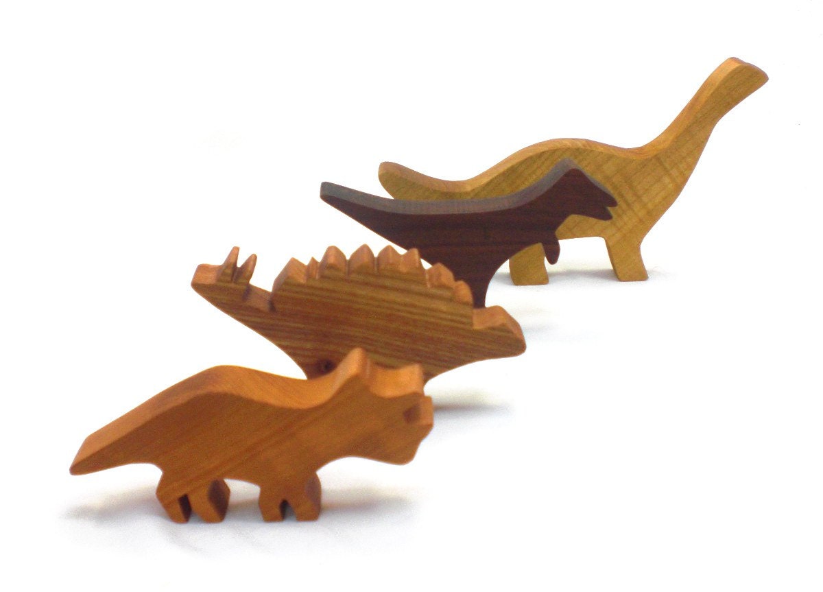 Wooden Dinosaur Toy Play Set Gift for Boys Kids Wooden Toy