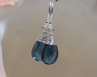 London Blue Topaz Earrings Drop Earrings Gemstone Earrings Birthstone jewelry