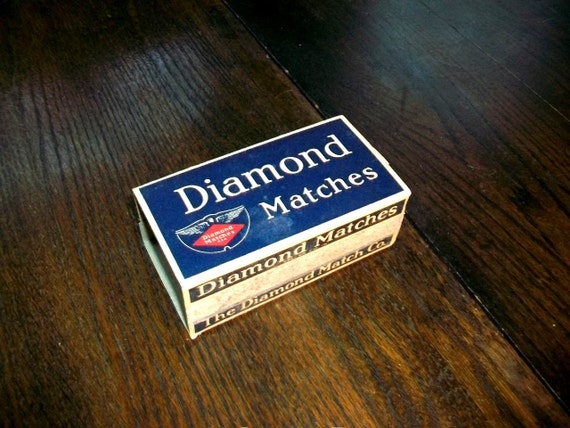 Vintage Diamond Wooden Matches Box 1940s