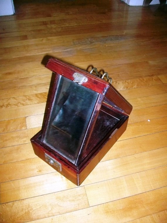 Vintage Shaving Kit Box w/ Fold Out Mirror 1800s