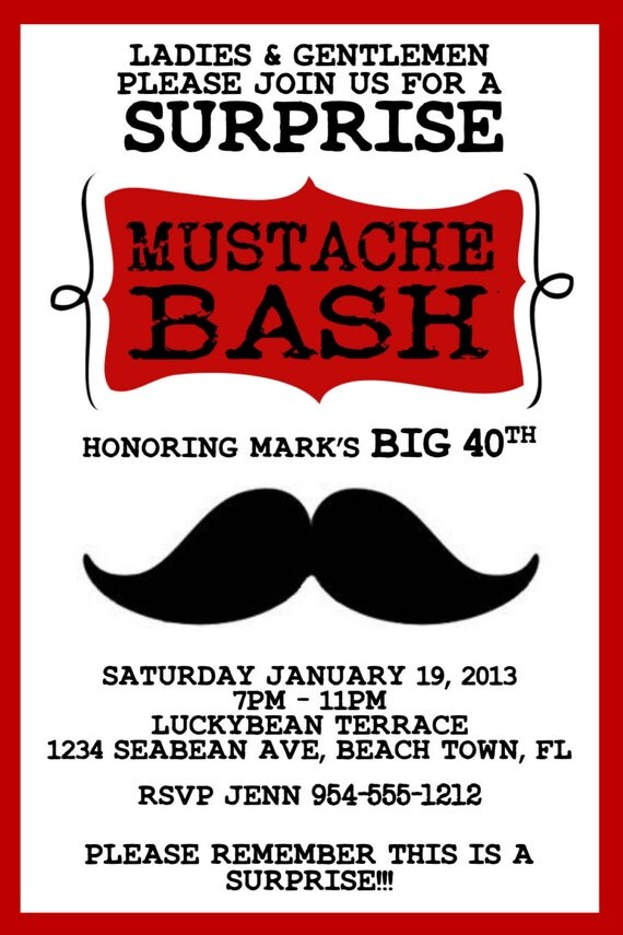 Mustache Invitation Wording 4