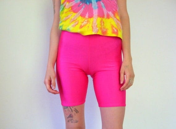 neon pink cycling shorts co ord