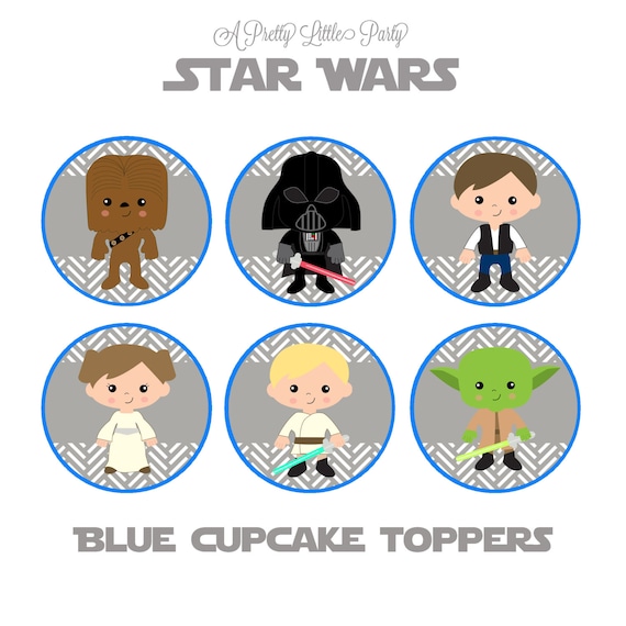 Star Wars Cupcake Toppers in Blue - Character Cupcake Toppers - Star Wars - Party Supplies - INSTANT DOWNLOAD Il_570xn