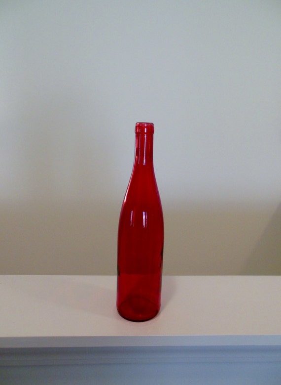 Red Wine Bottle Vintage Large Clear Ruby Glass