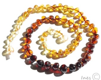 Baltic Amber Adult Necklace Rounded Rainbow Color Beads