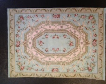 Dollhouse Miniature Romantic Savonnerie Rose Carpet