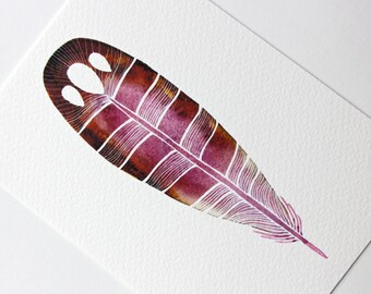 Feather Heart Painting Watercolor Art Archival by RiverLuna