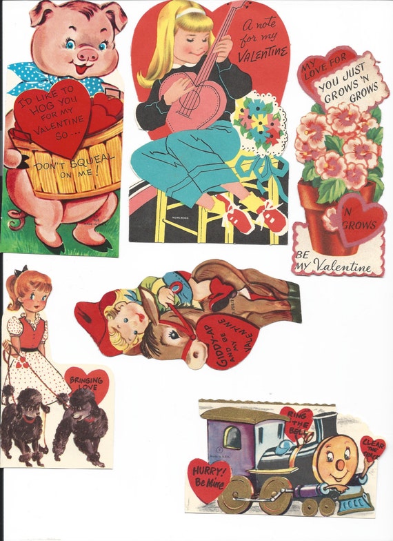 Vintage Used 1950s Valentine's Day Cards from by TinkersEphemera