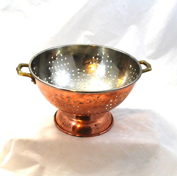 Items similar to Vintage 70s Old Stock 2 QT Solid Copper Colander ...