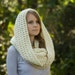 Infinity Scarf, Oversized Hooded Cowl, Cream, Off-white Crochet Circle Scarf