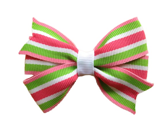 Pink & Lime Green Hair Bow 3 Inch Hair Bows Hair Bows