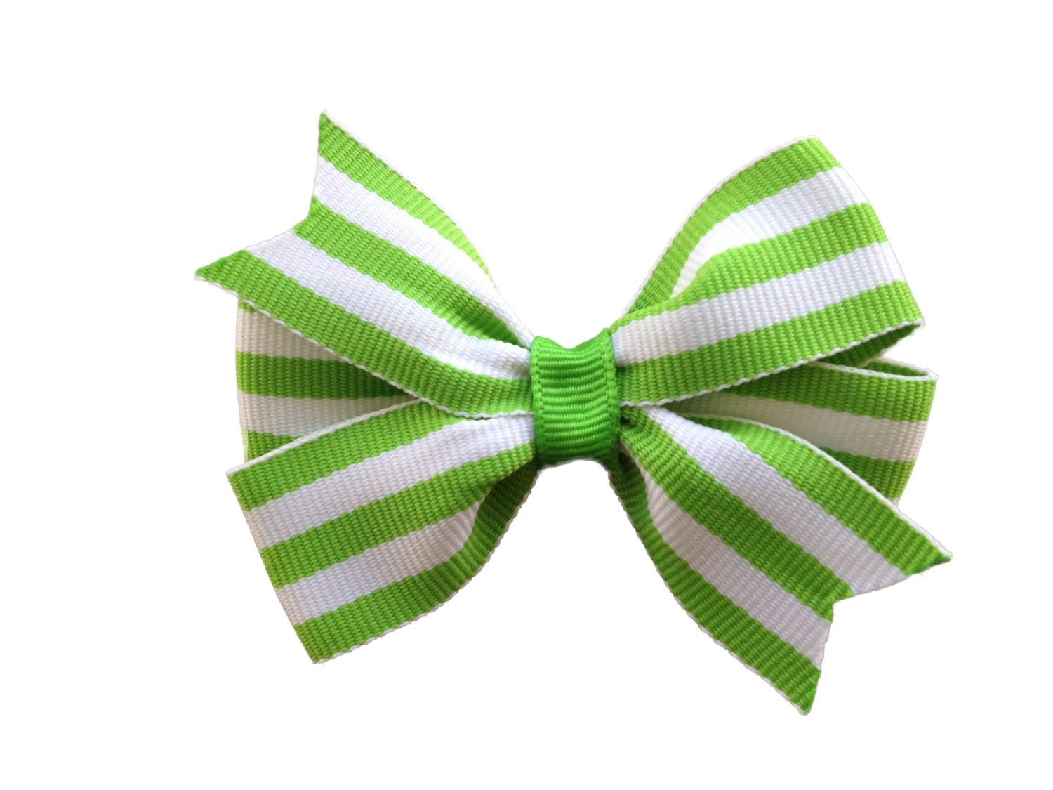 Lime green striped hair bow lime green hair bow 3 inch bow