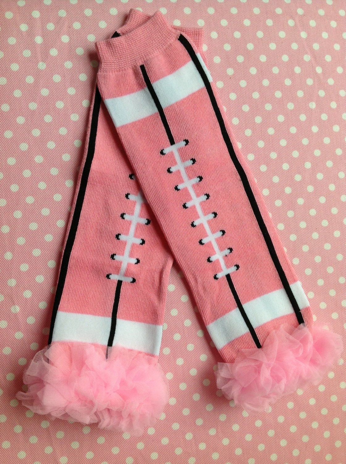 Pink Football Leg Warmers with Pink Ruffle Ruffled Leg
