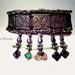 Embellished tribal corset choker necklace with Kuchi and Turkoman amulets. OOAK Black and green ethnic jewelry.