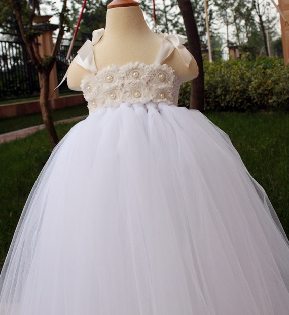 Flower Girl Dress White tutu dress baby dress toddler birthday