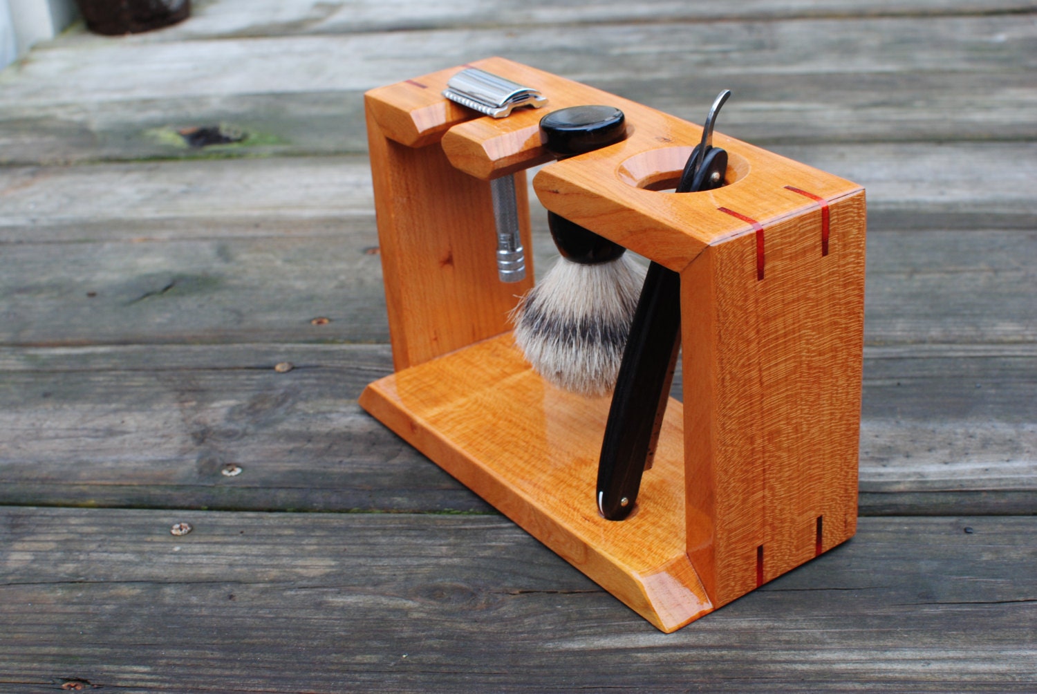 Shaving Stand for Straight Razor Safety by JustABranchWoodworks