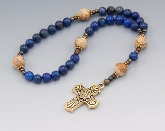 Protestant Prayer Beads - Blue Lapis Lazuli - Anglican Rosary - Christian Gifts - Item # 756