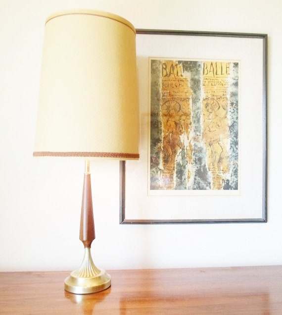 Vintage Danish Modern Teak Table Lamp Brass by alsredesignvintage