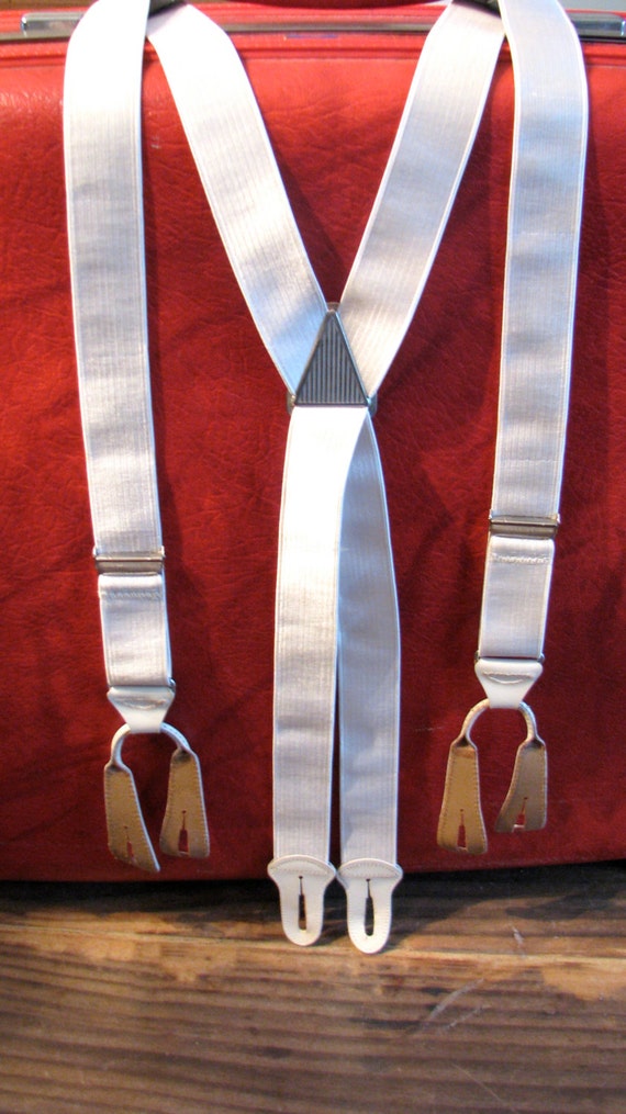 Vintage Mens Suspenders Braces HICKOK White by NewYorktoNashville