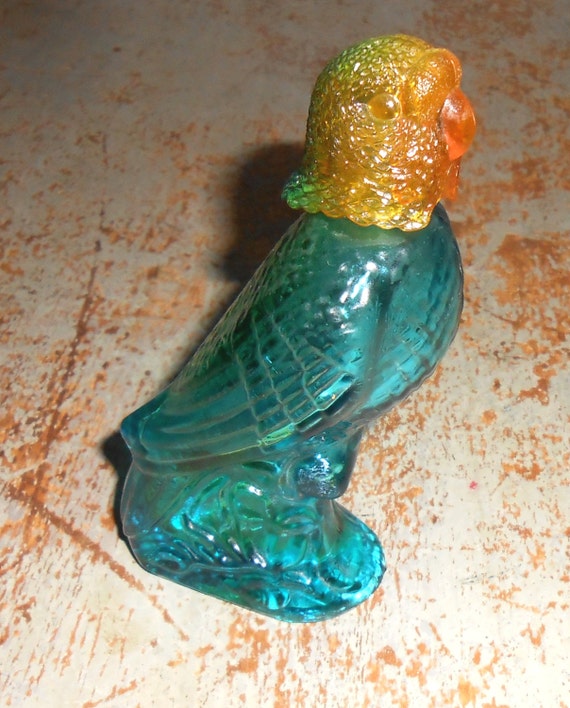Vintage Avon Parakeet Glass Perfume Bottle Bird Decanter