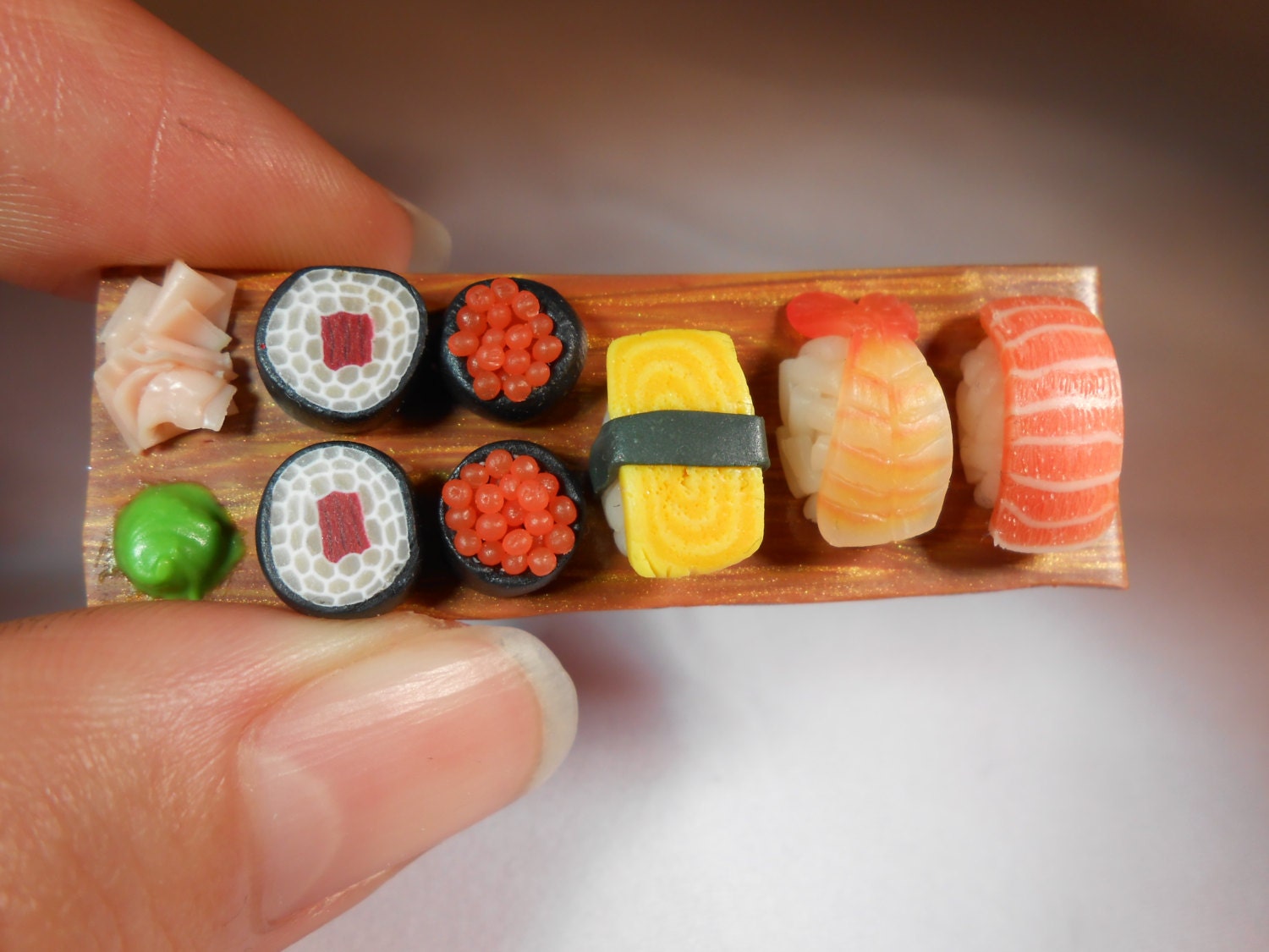 Sushi Platter Brooch/Badge Miniature Food Fimo Polymer Clay