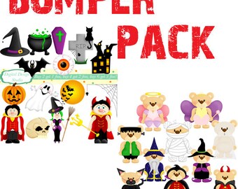Halloween clip art bumper pack. INSTANT DOWNLOAD Personal and commercial use.