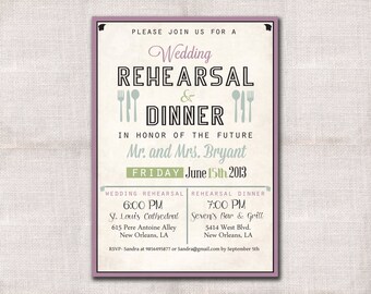 Wedding Rehearsal Dinner invitation custom printable 5x7