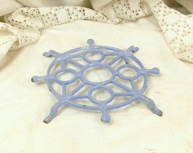 Vintage French Cast Iron Enameled Pale Blue Trivet / Heat Mat / Cottage Kitchenware / French Country Decor/ Retro Home Interior/ Kitchenalia Vintage French Cast Iron Enameled Pale Blue Trivet / Heat Mat / Cottage Kitchenware / French Country Decor/ Retro Home Interior/ Kitchenalia