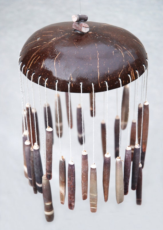 Vintage Coconut Shell & Sea Urchin Spines Wind Chimes