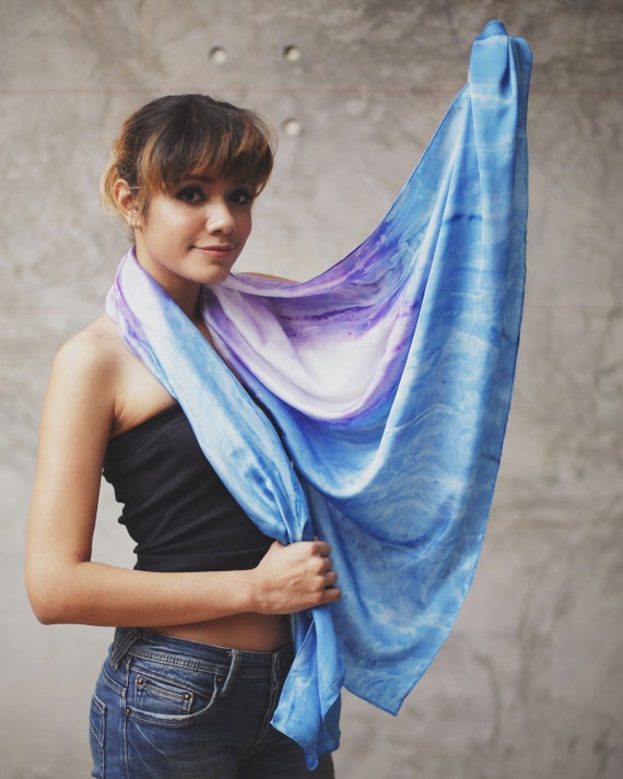 Tie-dye Summer scarf Beach scarf Pattern print Aqua by RumraisinA
