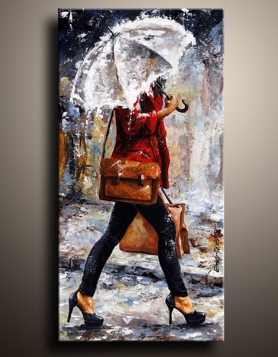 Items similar to Canvas Art PRINT of My Figure Acrylic Painting Rainy ...