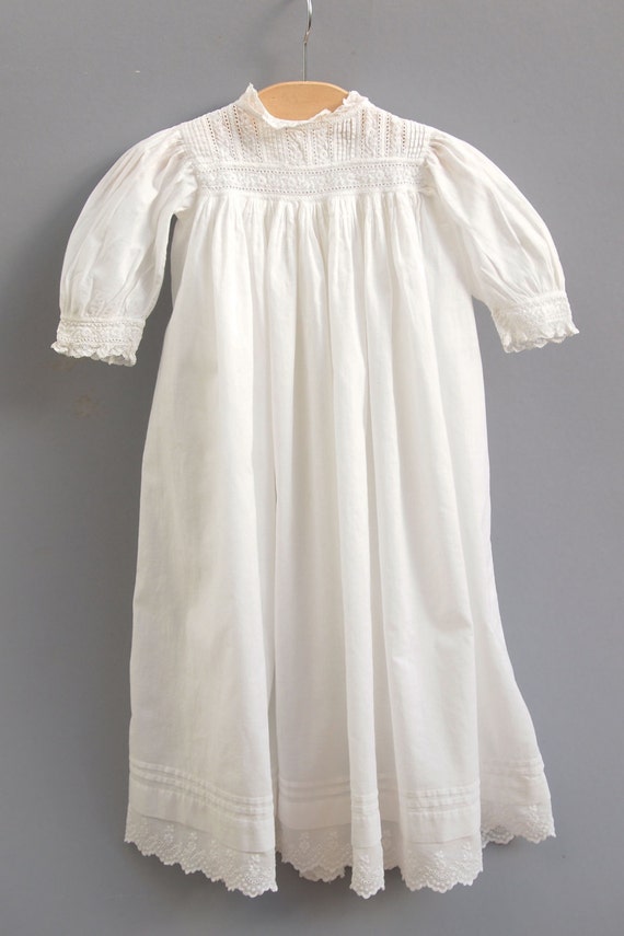 White Cotton Baby Christening Gown Child Dress Nightgown