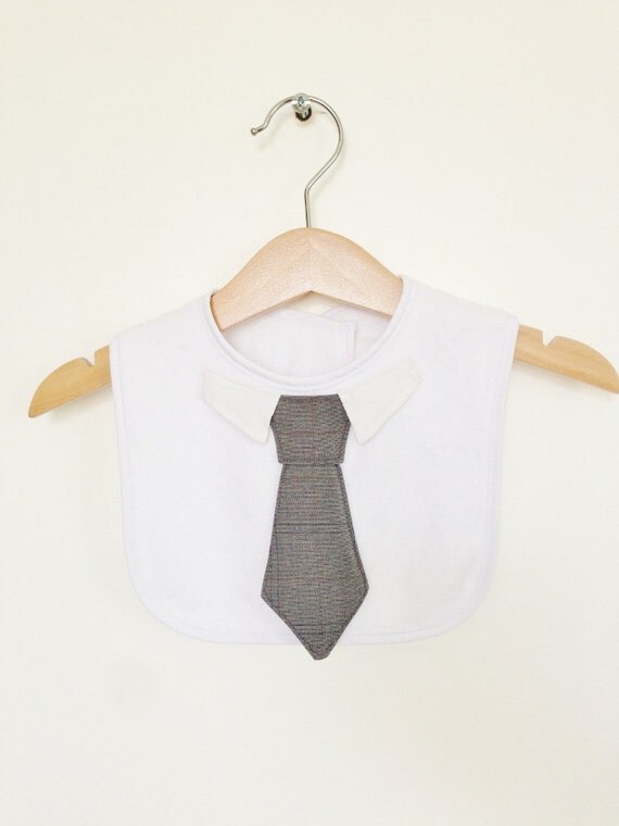 Baby bib with tie baby wedding outfit gray baby boy bib