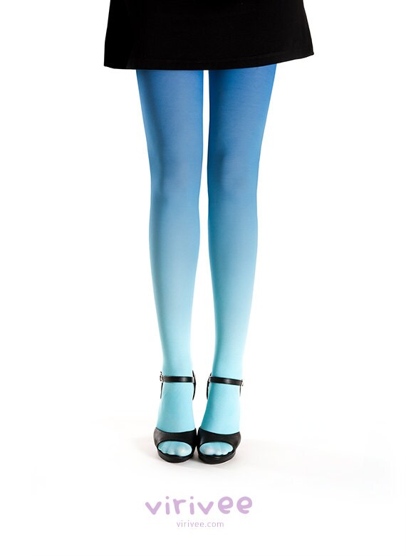 Ombre tights turquoise blue by virivee on Etsy