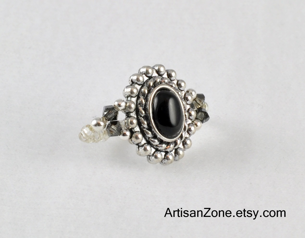 Vintage Look Black and Silver Stretch Fun Ring