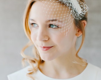 Birdcage Wedding French Netting Headpiece - "Audrey"