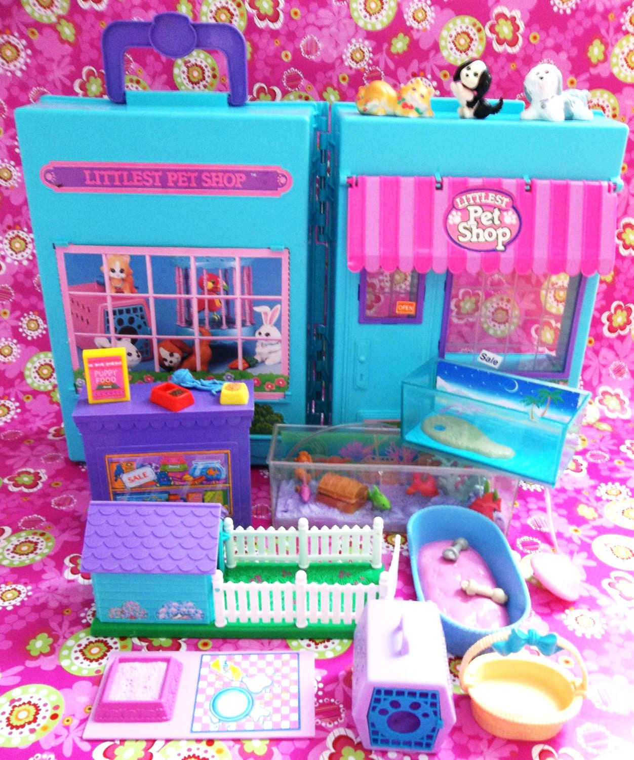 1990s Littlest Pet Shop Pet Store Playset With Accessory Sets