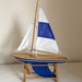 Vintage wooden sail boat toy yacht with stand child's bedroom seaside cottage desk Father's Day gift