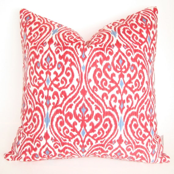 Red Ikat Throw Pillow Cover 18x18 inch by EssentialHomeDecor