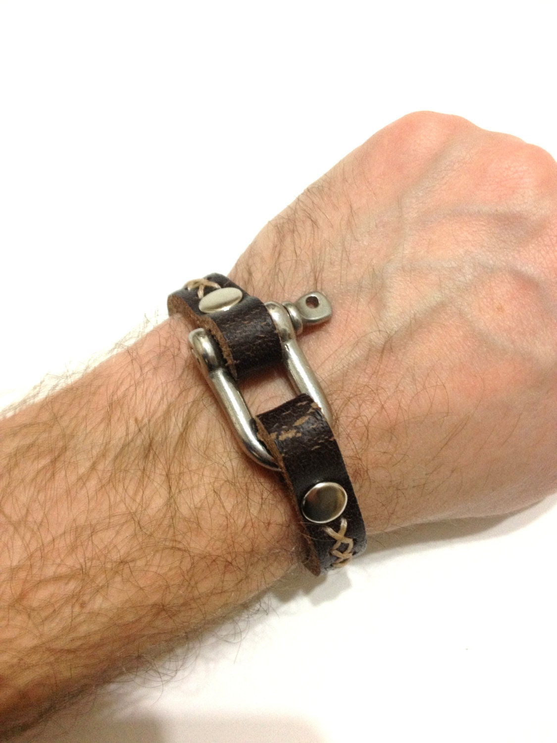 Leather Shackle Bracelet Men's Bracelet Leather Bracelet