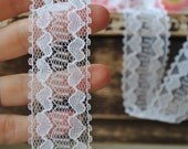 3 yards White Hearts bridal lace/ 1 1/4" wide/ White/ Made in USA/ Border/ Lace trim/ Accessory/ Gown/ Wedding decor/ Altered couture