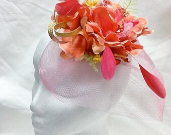 Coral derby fascinator salmon wedding hat watermelon wedding hat HENRY