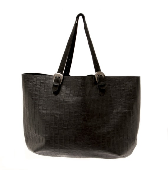 Black leather tote bag Extra large leather tote Everyday