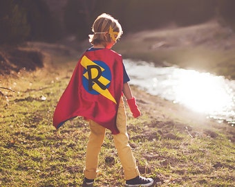 Free mask sale - Kids Superhero Costume - Christmas Ready PERSONALIZED Boys Superhero Cape - Choose an Initial