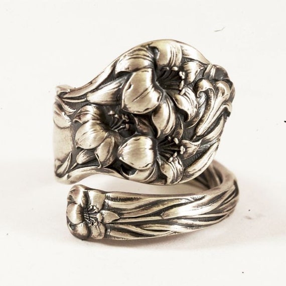 Art Nouveau May Lily Sterling Silver Spoon Ring by Spoonier