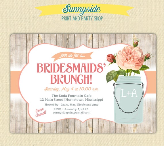 bridal shower brunch invite printable invitation bridesmaid brunch ...